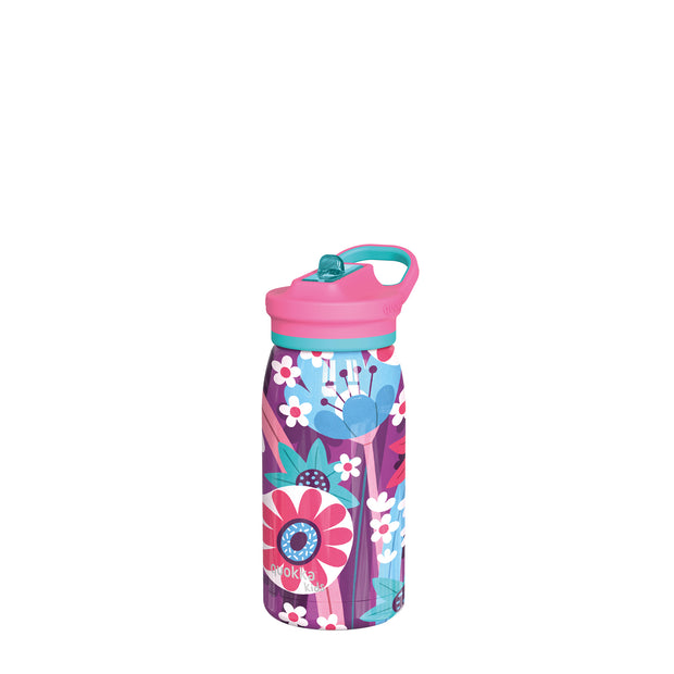 QUOKKA Kids Thermal Pop With Strap 445 ml - Blooming Garden