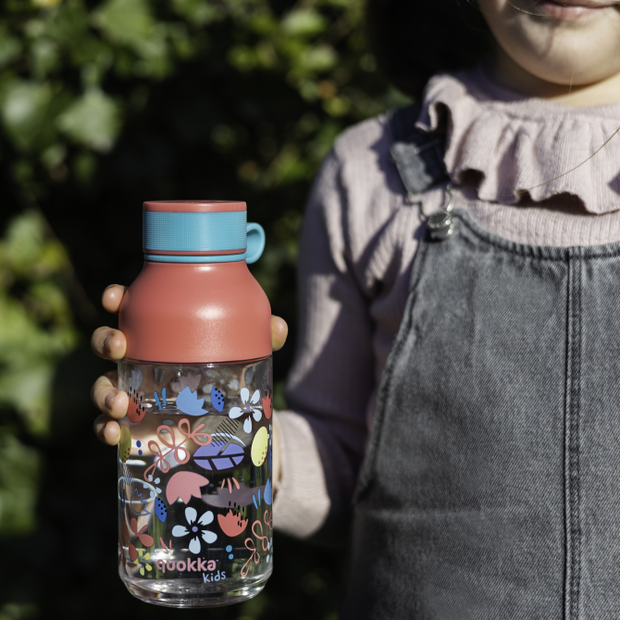 QUOKKA Kids Tritan Ice With Strap 430 ml - Flowers