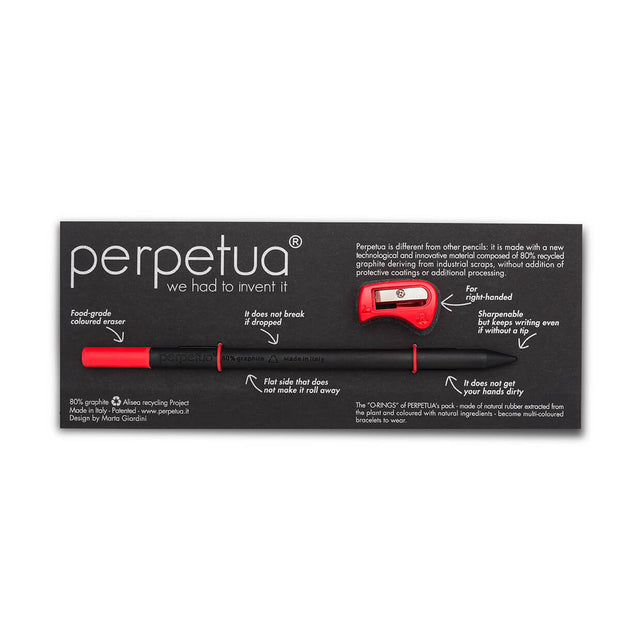 ceruzka Perpetua Back to School so strúhadlom - červená pre praváka